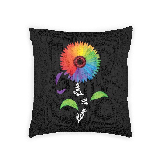 Love Is Love Wins Rainbow Flower LGBT Gay Pride Woven Pillows
