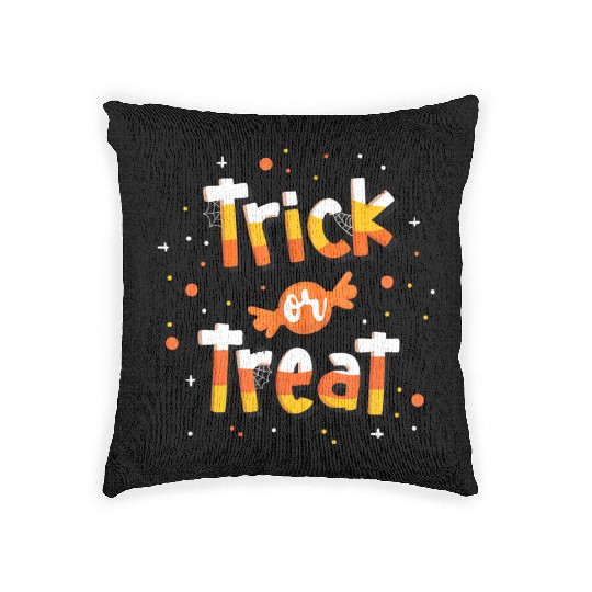 Trick Or treat Candy Yellow and Orange Cute Woven Pillows