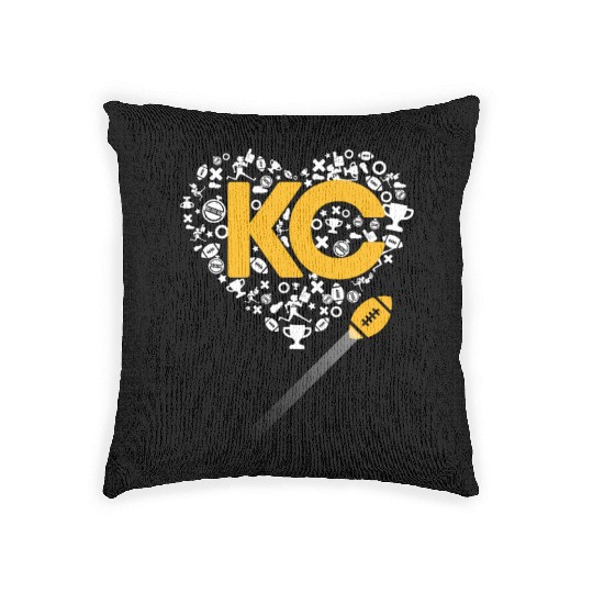 I Love Kansas City Football Woven Pillows Heart KC