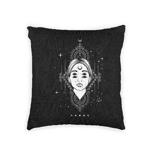 Occult Moon Baphomet Tarot Card Satanic Devil Woven Pillows