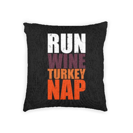Thanksgiving Wine Turkey Nap Funny Foodie Gift Woven Pillows