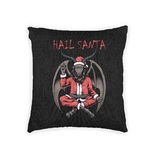 Christmas Hail Santa Satanism Goat Baphomet Satan Woven Pillows