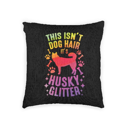 Siberian Husky Dog Wolf Funny huskies Dog Hair Woven Pillows