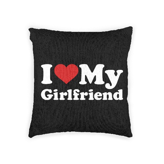 I love my girlfriend Woven Pillows