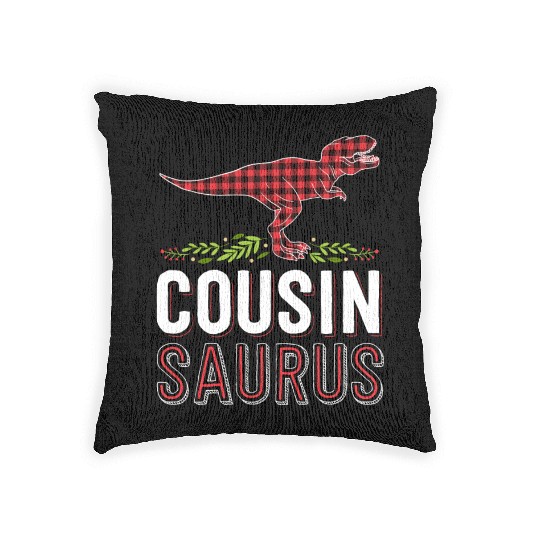 Cousin Saurus T Rex Red Plaid Matching Family Woven Pillows