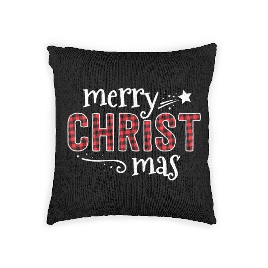 Buffalo Plaid Merry Christ Mas Woven Pillows Christmas