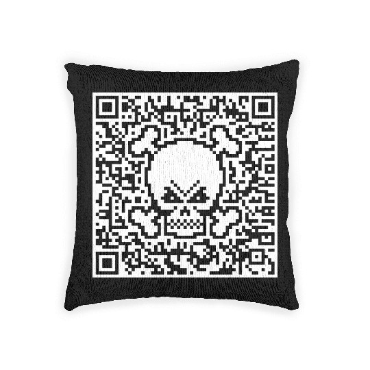 Skull And Crossbones (Quick Response Code / NEG) Woven Pillows