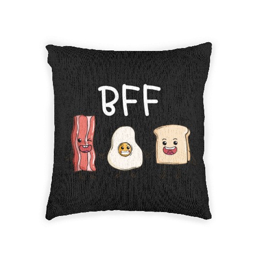 Fried egg bacon and toast best friends forever Woven Pillows