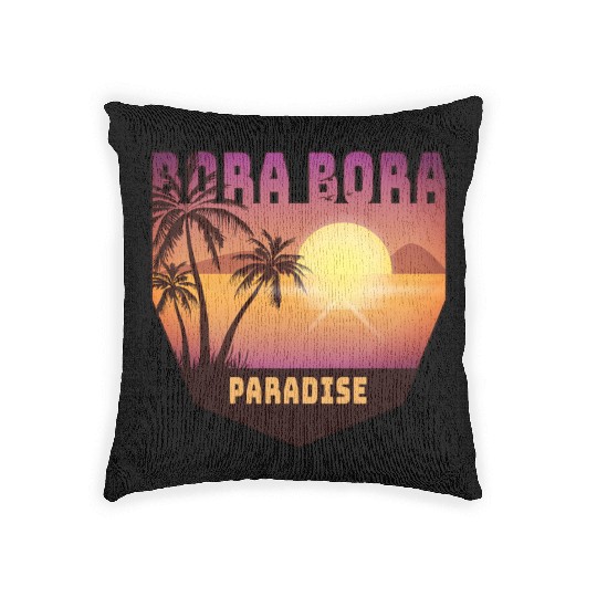 Bora Bora Design with Palms and Sun / Gift Woven Pillows