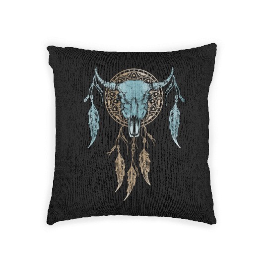 Womens Street Style Bull Skull Rodeo Woven Pillows