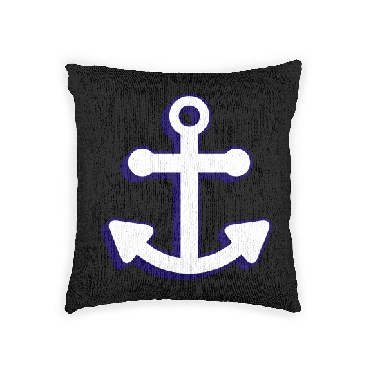 Nautical boat anchor in navy blue and white 3D Woven Pillows