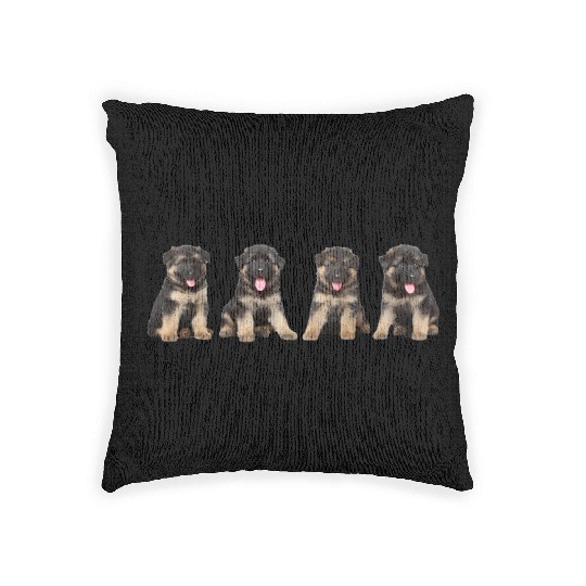 FOUR GERMAN SHEPHERD PUPPIES Woven Pillows