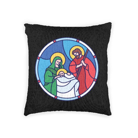 Josef Maria Jesus Jesus birth Bethlehem Christmas Woven Pillows