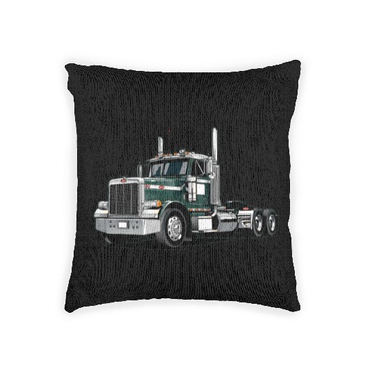 Green Semi Truck Woven Pillows