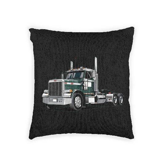 Green Semi Truck Woven Pillows
