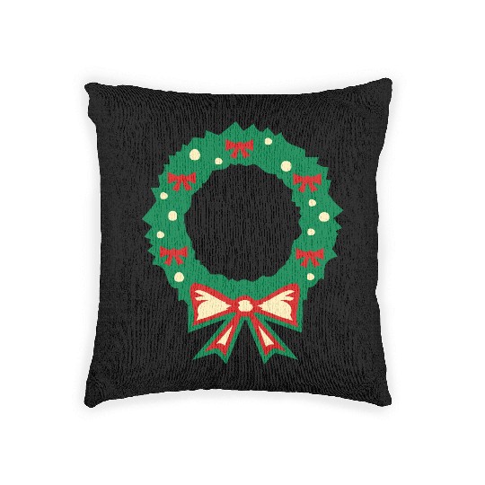 christmas wreath Woven Pillows