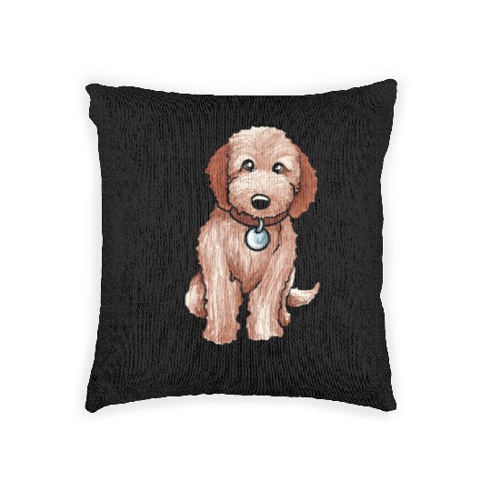 Cute Goldendoodle Puppy Gift Golden Doodle Print Woven Pillows