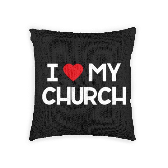 I Love My Church, Heart, Bible, Christian, Woven Pillows