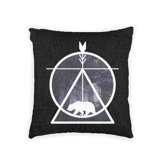 forest mystical baer nature gift Woven Pillows