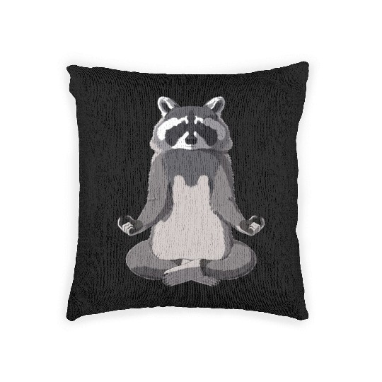 Meditate Raccoon Woven Pillows