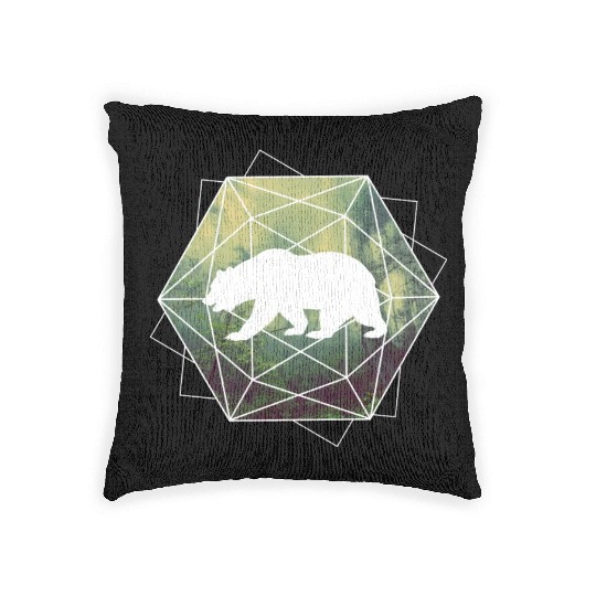 bear nature forest geometry gift Woven Pillows