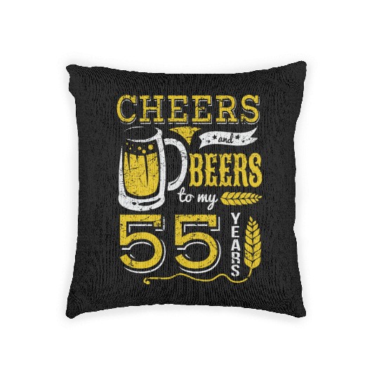 Cheers and Beers 55th Birthday Gift Idea Woven Pillows