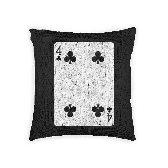 four of clubs playing card Woven Pillows