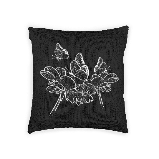 Flower butterfly Nature Lover Gift Woven Pillows