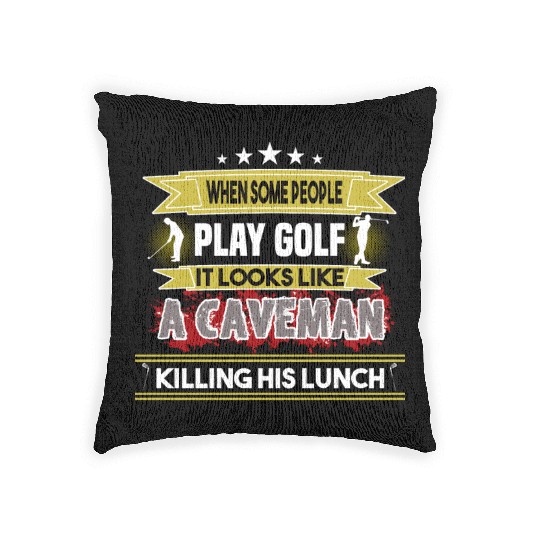 play golf caveman humor golf humor funny golf gift Woven Pillows