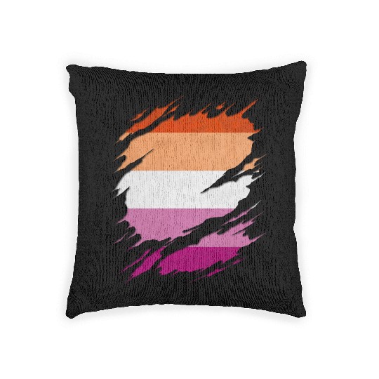 Lesbian Pride Flag Ripped Reveal Woven Pillows