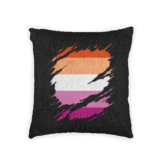 Lesbian Pride Flag Ripped Reveal Woven Pillows