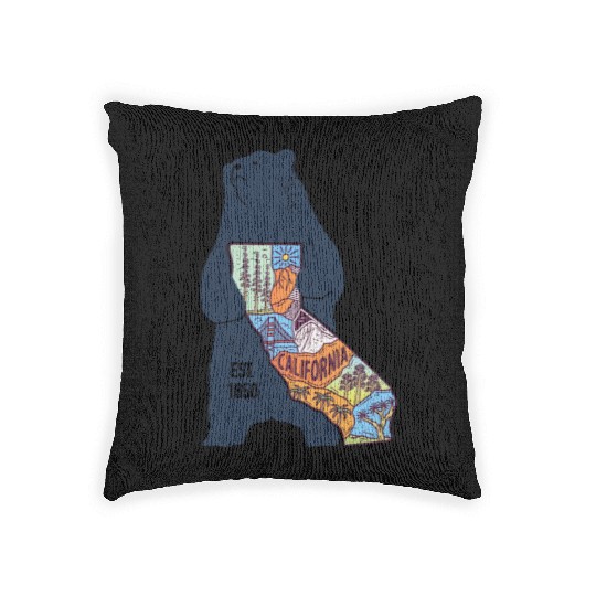 Vintage California Bear EST 1850 Woven Pillows