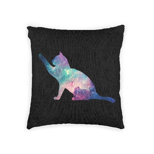 galaxy cat for cats lovers Woven Pillows