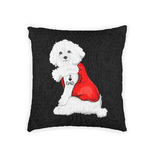 Funny bichon frise Dog I Love Mom Tattoo Lover Woven Pillows