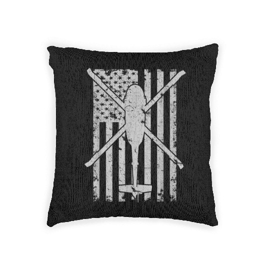 Uh 60 Black Hawk Military Helicopter Patriotic Fla Woven Pillows