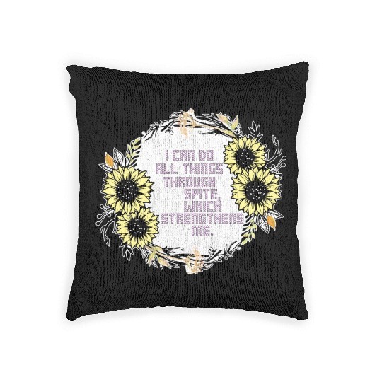 Sunflower Cross Stitch I Can Do All Things Through Woven Pillows