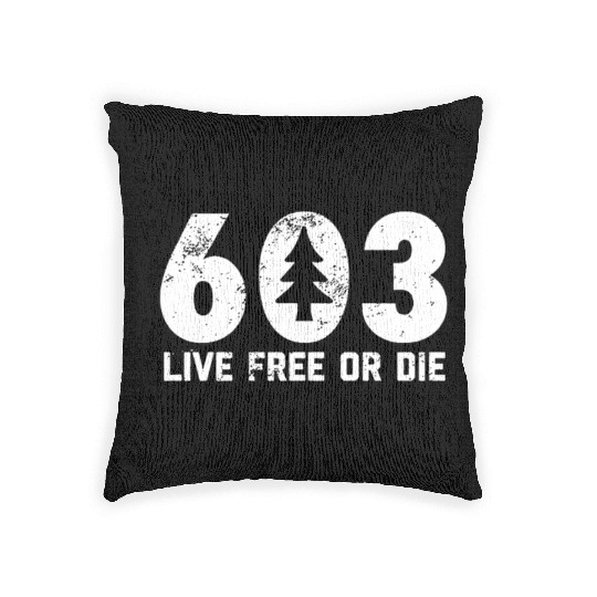 Live Free or Die 603 tree New Hampshire Woven Pillows