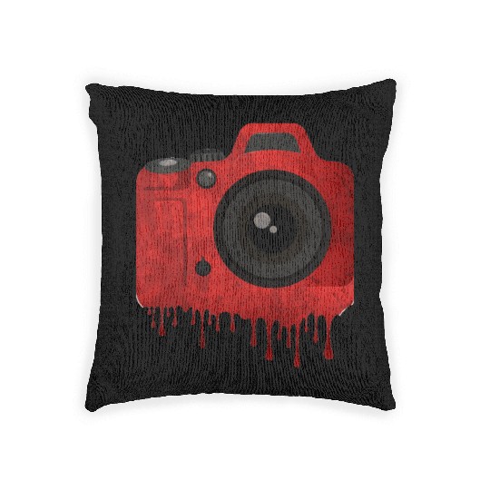 Red splatter camera Woven Pillows