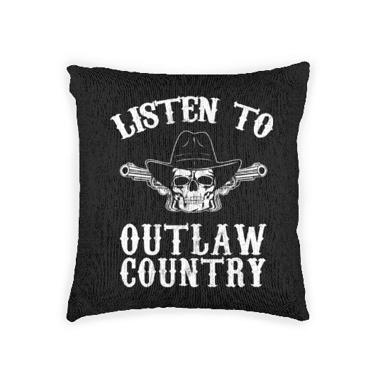 Southern Rebel Cowboy Listen To Outlaw Music Fan Woven Pillows