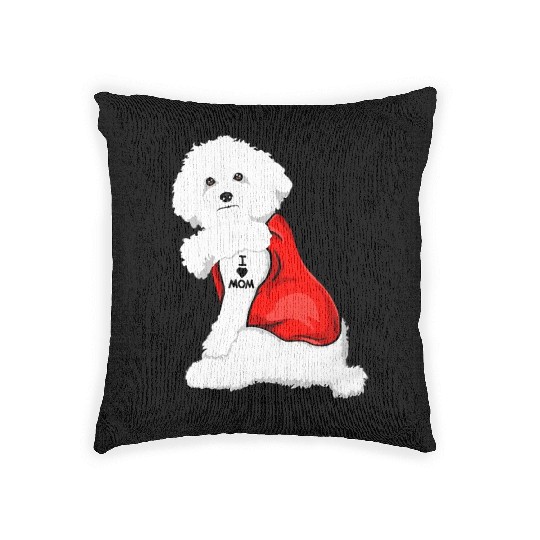 Bichon frise I Love Mom Tattoo Woven Pillows