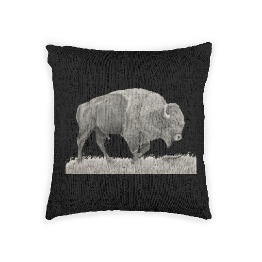 Buffalo Drawing Woven Pillows