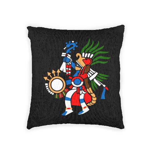 Aztec Symbol Aztec God of War Huitzilopochtli Woven Pillows