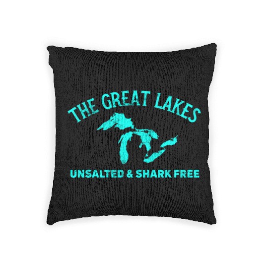 The Great Lakes Unsalted & Shark Free Michigan Gif Woven Pillows