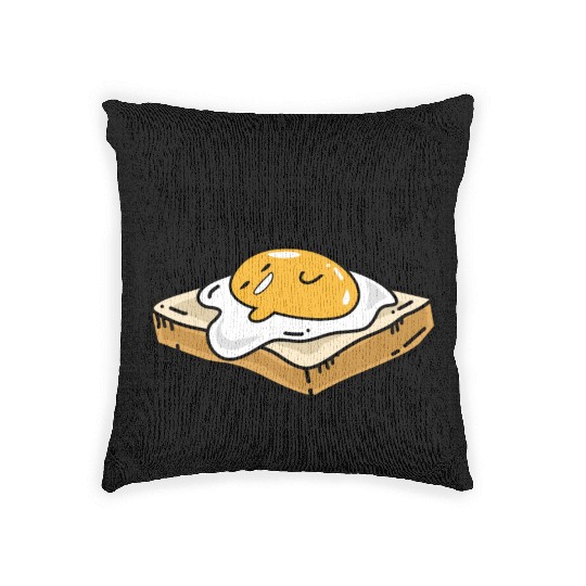Fried egg toast - Breakfast in bed Woven Pillows