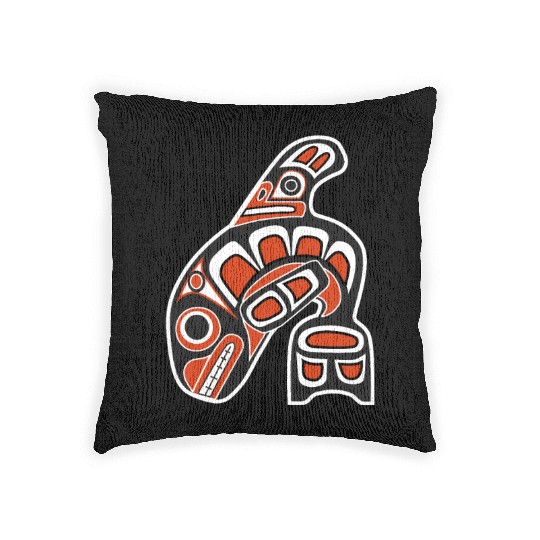 Orca Whale Indian Totem Tribal Haida Style Art Woven Pillows