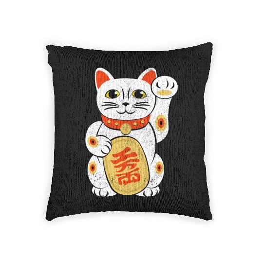 Japan Lucky Cat Japanese Maneki Neko Good Luck Cha Woven Pillows