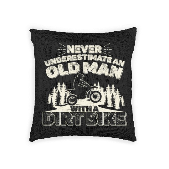 Never Underestimate An Old Man With A Dirt Bike Woven Pillows