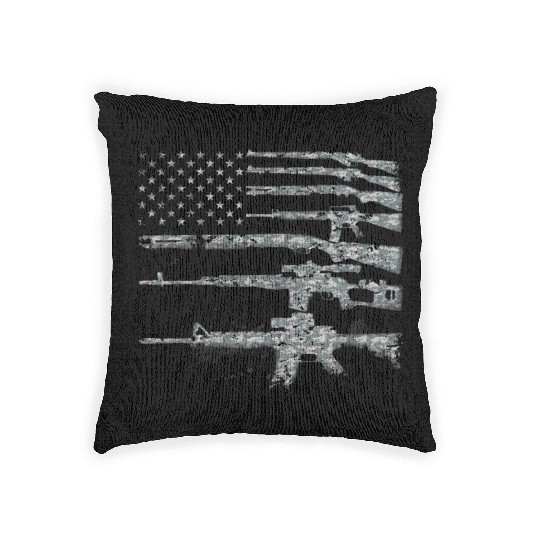Usa Guns Weapons Rifles Flag Digital Camo Gift Woven Pillows