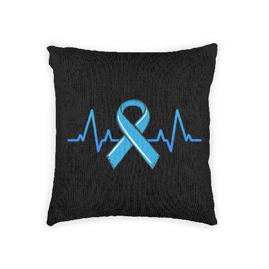 Prostate Cancer Fighter Heartbeat Woven Pillows Blue Ribbon