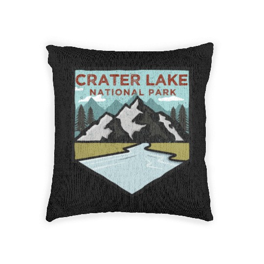 Retro Vintage Crater Lake National Park Gift Woven Pillows